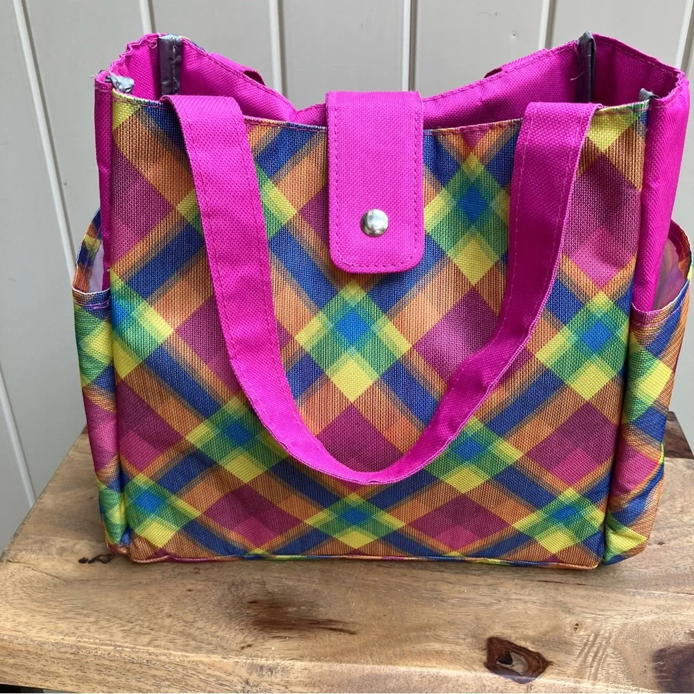 Rainbow plaid lunch tote - Picture 4 of 13